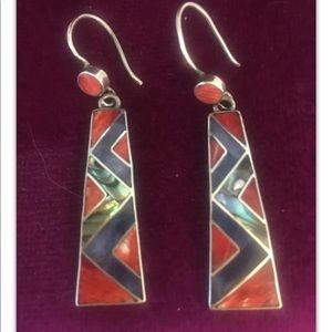 950 Silver Earrings Drop Style SW Native American
